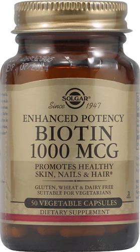 Solgar Biotina 1000 mcg - 50 Cápsulas Vegetais: Saúde para Cabelos, Pele e Unhas