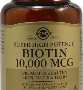 Solgar Biotina 10000 mcg - 60 Cápsulas Vegetais: Saúde e Beleza para Cabelos, Pele e Unhas