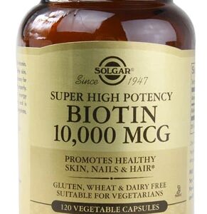 Solgar Biotina 10000mcg - 120 Cápsulas Vegetais - Cabelo, Pele e Unhas Fortes