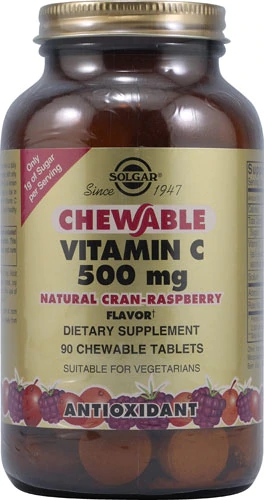 Solgar Vitamina C Mastigável Cran-Raspberry 500mg - 90 Tabletes