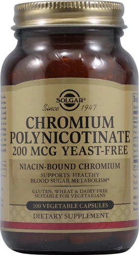 Solgar Cromo Quelado Polynicotinate 200 mcg - 100 Cápsulas Vegetais