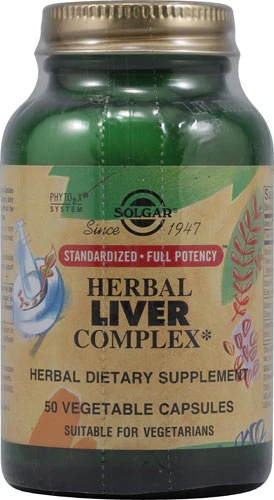 Solgar Herbal Liver Complex 50 Cápsulas Vegetais - Suporte Hepático Natural