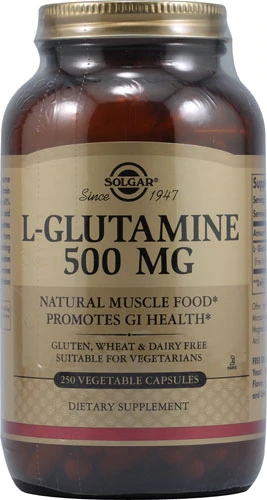 Solgar L-Glutamina 500mg - 250 Cápsulas Vegetais: Energia e Recuperação Muscular