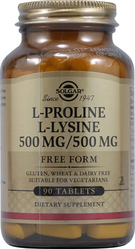 Solgar L-Prolina L-Lisina - 90 Comprimidos 500mg Cada