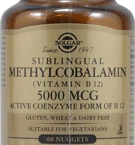 Solgar Vitamina B12 Metilcobalamina 5000 mcg - 60 Nuggets - Essencial para Energia e Saúde Neurológica
