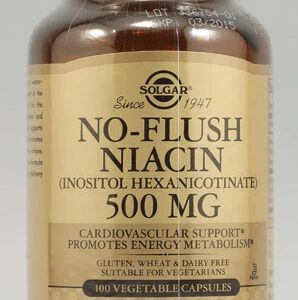 Solgar No-Flush Niacin 500mg - 100 Cápsulas Vegetarianas: Saúde Cardiovascular Sem Desconforto