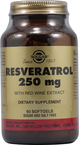 Solgar Resveratrol com Extrato de Vinho Tinto 250mg - 60 Cápsulas Gelatinosas