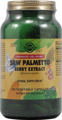 Solgar Saw Palmetto 180 Cápsulas Vegetais - Extrato e Pó da Fruta
