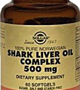Solgar Shark Liver Oil Complex 500mg - 60 Cápsulas Gelatinosas - Óleo de Fígado de Tubarão