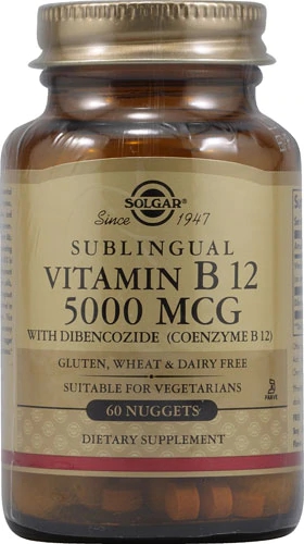 Solgar Vitamin B12 Sublingual -- 5000 mcg - 60 Nuggets