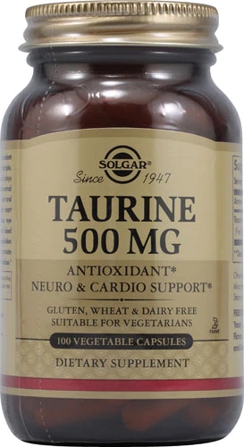 Solgar Taurina 500mg - 100 Cápsulas Vegetais - Suporte ao Bem-Estar