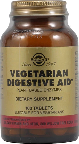 Solgar Vegetarian Digestive Aid - Auxílio Digestivo Vegetariano 100 Tablets