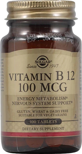 Solgar Vitamina B12 100 mcg - 100 Comprimidos - Energia e Bem-Estar