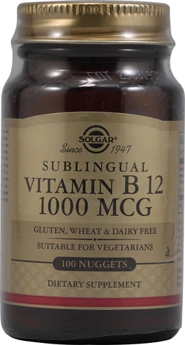 Solgar Vitamina B12 Sublingual 1000mcg - 100 Nuggets - Energia e Bem-Estar
