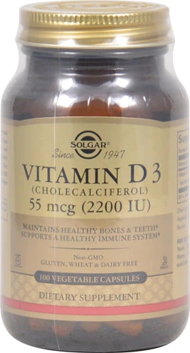 Solgar Vitamina D3 Colecalciferol 2200 UI - 100 Cápsulas Vegetais