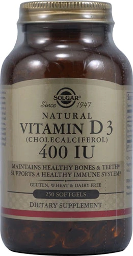 Solgar Vitamina D3 Colecalciferol - 400 UI - 250 Cápsulas Gelatinosas Softgels