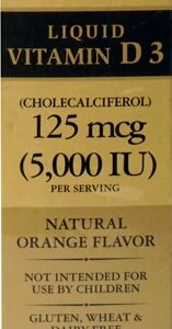 Solgar Vitamina D3 Líquida Sabor Laranja Natural 5000 UI - 59ml