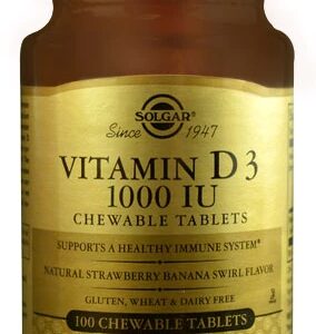 Solgar Vitamin D3 Strawberry Banana Swirl -- 1000 IU - 100 Chewable Tablets