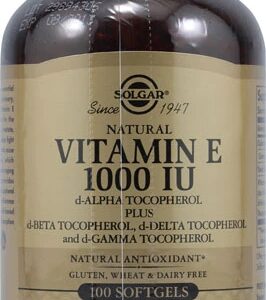 Solgar Vitamina E 1000 UI - 100 Cápsulas Gelatinosas - Antioxidante e Bem-Estar