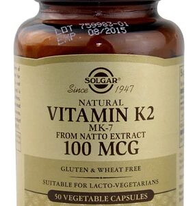 Solgar Vitamina K2 100 mcg - 50 Cápsulas Vegetais - Saúde Óssea e Cardiovascular