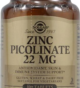 Solgar Zinco Picolinato 22mg - 100 Tablets - Suplemento de Zinco Essencial