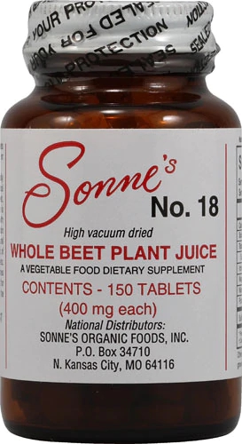 Suplemento Sonne's Whole Beet Plant Juice No 18 - 150 Comprimidos 400mg