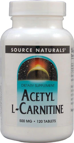 Source Naturals Acetil L-Carnitina 500mg - 120 Comprimidos para Energia e Foco