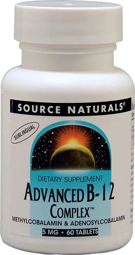 Source Naturals Advanced B-12 Complex 5mg 60 Tablets - Energia e Bem-Estar