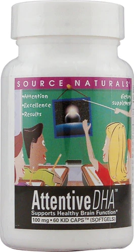 Source Naturals Attentive DHA 100mg - 60 Cápsulas Gelatinosas - Suporte Cerebral