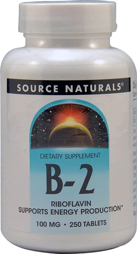 Source Naturals Riboflavina B2 100mg - 250 Comprimidos - Energia e Bem-Estar