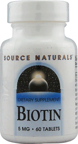 Source Naturals Biotina 5000mcg - 60 Comprimidos - Saúde dos Cabelos, Pele e Unhas