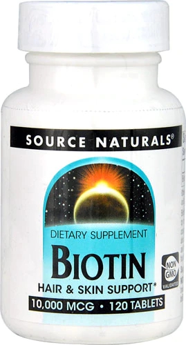 Source Naturals Biotina 10000mcg - 120 Comprimidos - Suporte para Cabelos, Pele e Unhas