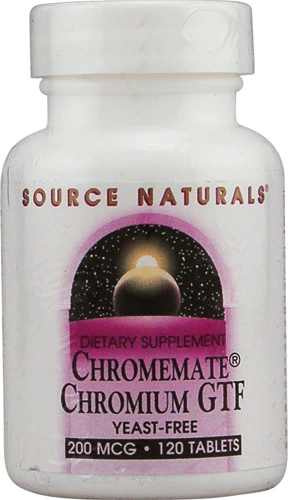 Source Naturals Cromo GTF 200mcg - 120 Comprimidos para Saúde Metabólica