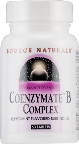 Source Naturals Coenzymate™ B Complex Sublingual Hortelã 60 Comprimidos