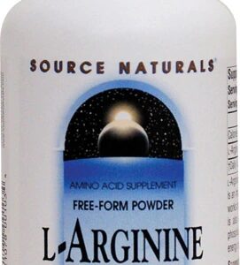 Source Naturals L-Arginina em Pó Livre - 100g - Suplemento para Saúde Cardiovascular e Desempenho