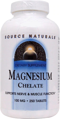 Source Naturals Magnésio Quelato 100mg - 250 Comprimidos - Suporte Essencial para o Bem-Estar