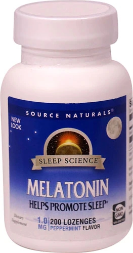 Source Naturals Melatonina Sublingual Hortelã - 1mg - 200 Pastilhas - Sono Natural