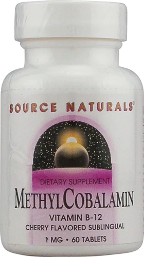 Source Naturals Metilcobalamina Vitamina B12 Sublingual 1mg - 60 Comprimidos Sabor Cereja