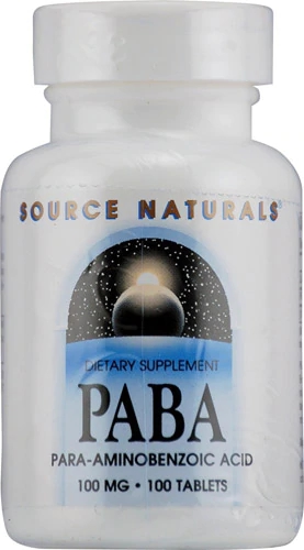 Source Naturals PABA 100mg - 100 Comprimidos - Suplemento Vitamínico