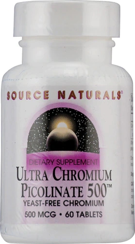 Source Naturals Ultra Cromo Picolinato 500 mcg - 60 Comprimidos - Suporte ao Metabolismo
