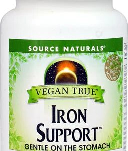 Source Naturals Vegan True™ Iron Support™ 180 Comprimidos - Suplemento de Ferro Vegano de Alta Absorção