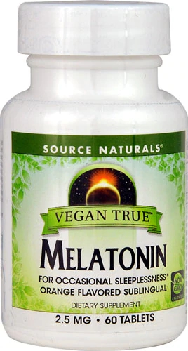 Source Naturals Vegan True Melatonina Laranja 2.5mg 60 Comprimidos - Sono Repousante Natural