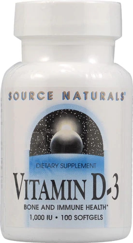 Source Naturals Vitamina D-3 1000 UI - 100 Cápsulas Gelatinosas - Saúde Óssea e Imunidade