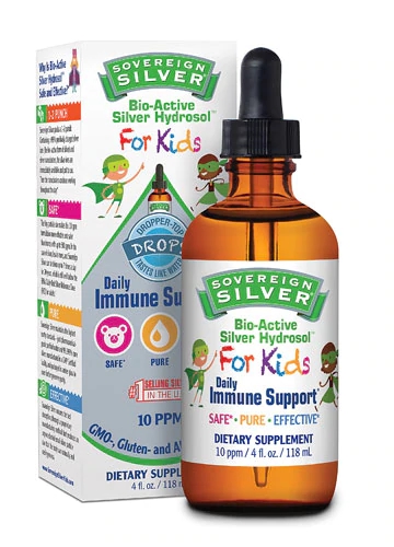 Sovereign Silver Hidrossol Prata Bio-Ativa 10 ppm - Suporte Imunológico Diário para Crianças - 118ml