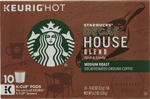 Café Torrado e Moído Descafeinado Starbucks House Blend - 10 Cápsulas K-Cup
