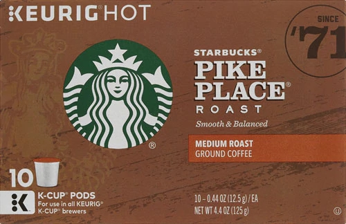 Café Torrado e Moído Starbucks Pike Place Roast Médio - 10 Cápsulas K-Cup