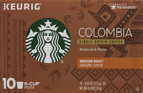 Café Starbucks Moído Origem Única Colômbia Médio Torra - 10 Cápsulas K-Cup