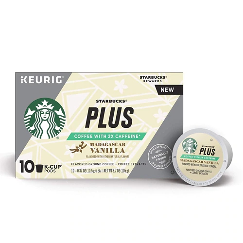 Café Starbucks PLUS Madagascar Vanilla 2x Cafeína - 10 Cápsulas K-Cup