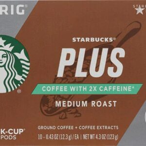 Café Torrado Médio Starbucks PLUS com 2x Cafeína - 10 Cápsulas K-Cup (100g)