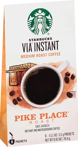 Café Solúvel Starbucks VIA® Pike Place Roast Médio - 8 Sachês (aprox. 24g)